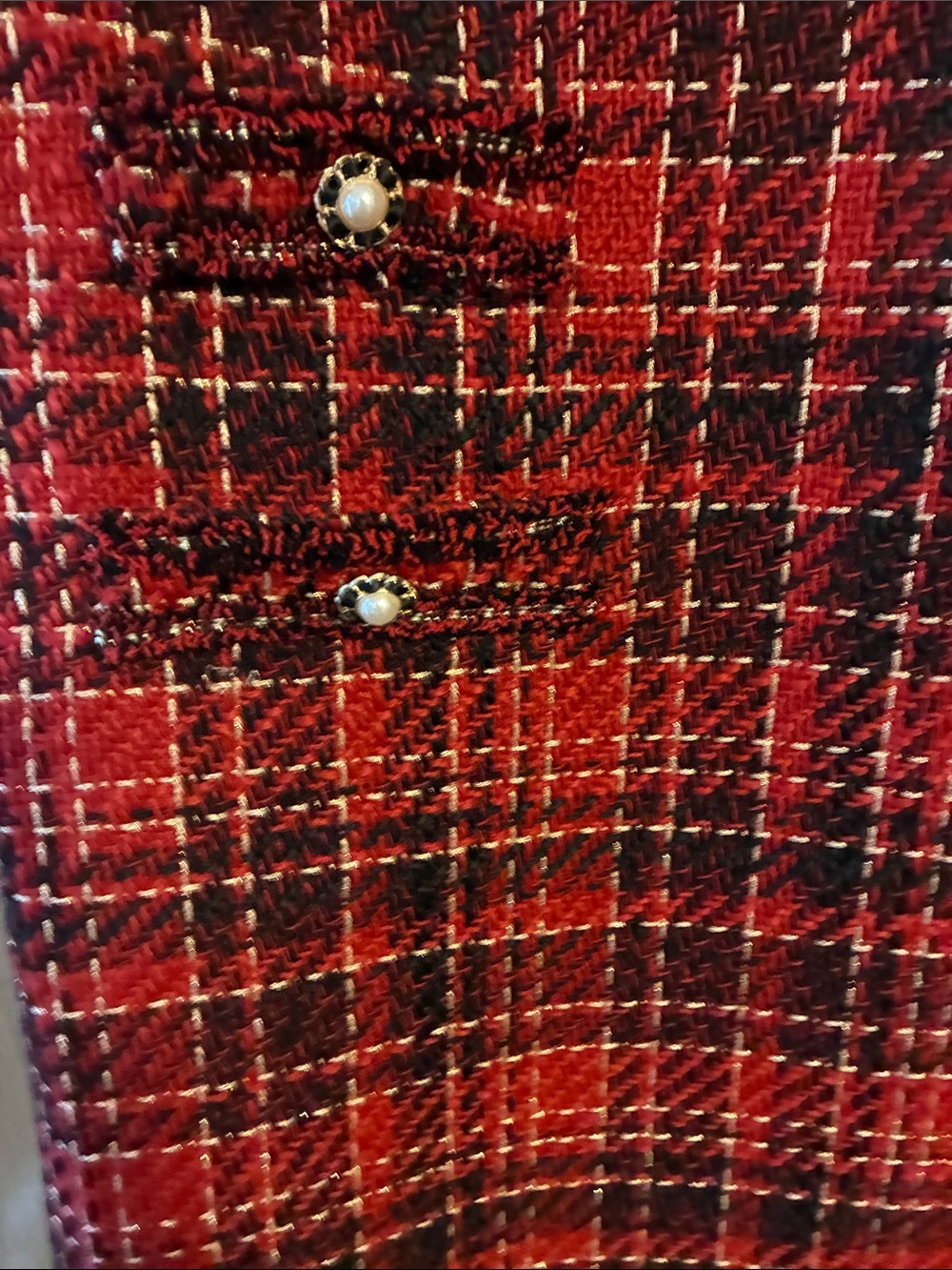 Adrianna Papell Red and Black Plaid Tweed Shift Dress sophisticated, holiday, - Picture 7 of 9